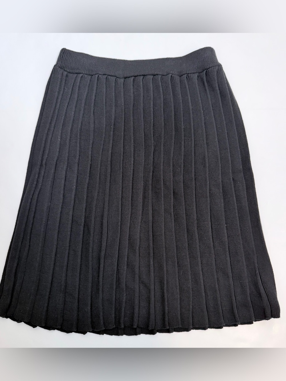 Vintage Delia McKain Black Pleated Knit Skirt M Dark Academia Preppy Minimalist - Picture 2 of 6